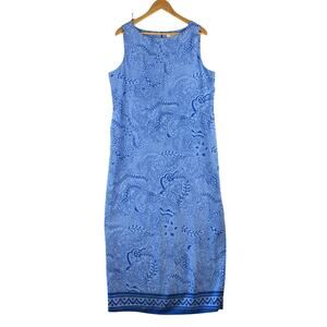 Judith Hart Sleeveless Maxi Dress Women's 16 Blue Paisley Floral Mandala Resort